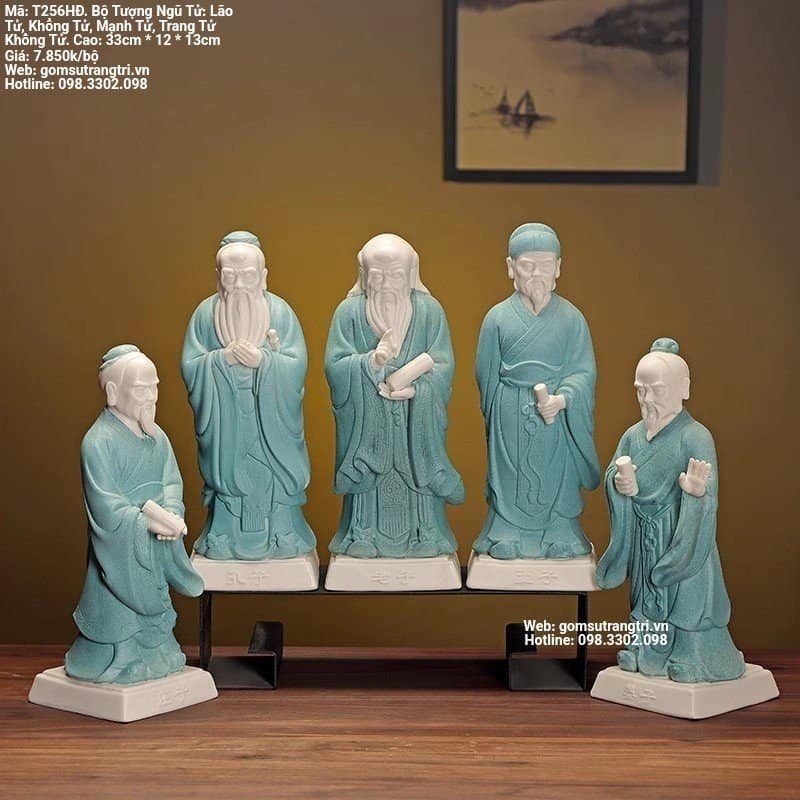 BỘ TƯỢNG NGŨ TỬ: LÃO TỬ, KHỔNG TỬ, MẠNH TỬ, TRANG TỬ, KHÔNG TỬ